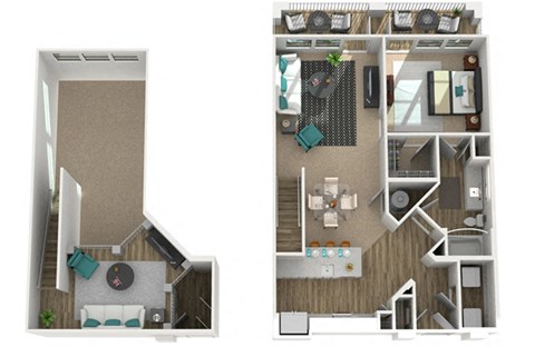 Floor plan for 1 bed, 1 bath, 1078 sqft